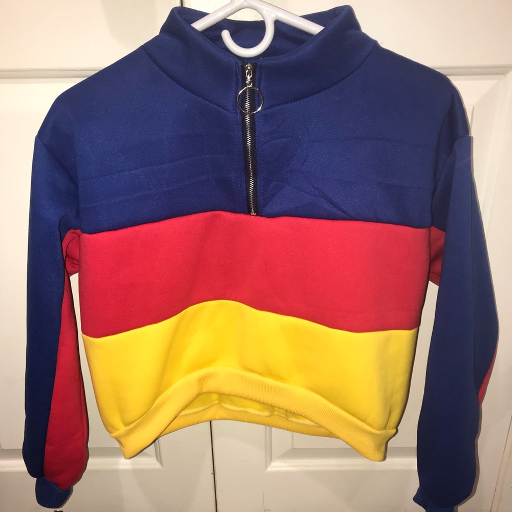 Trio Colored Cropped Quarter Zip Up